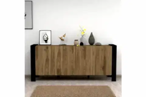 MERKÜR 4 KAPAKLI KONSOL CEVİZ-SİYAH 180 CM