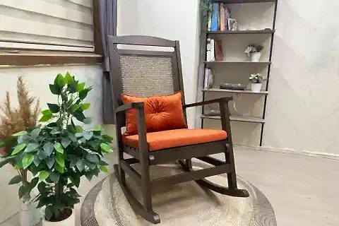 VERANDA MİNDERLİ SALLANAN SANDALYE, TURUNCU, CEVİZ AYAK