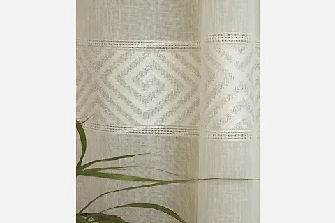 VRC DESEN KETEN ORTA SIK PİLE TÜL PERDE, EKRU, 100X260