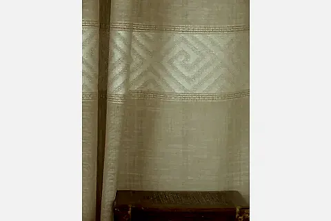 VRC KETEN ORTA SIK PİLE TÜL PERDE, BEJ RENGİ, 100X260