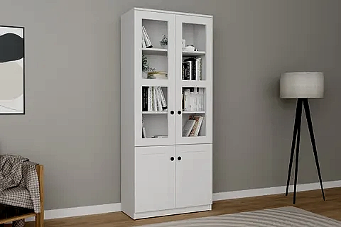 LİSA VİTRİN ÇOK AMAÇLI DOLAP, 4 KAPAKLI, BEYAZ