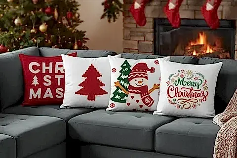 YILBAŞI TEMALI DÖRTLÜ KIRLENT KILIFI, BEYAZ, 1042