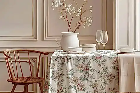 ROMANTİK ÇİÇEKLER PAMUK MASA ÖRTÜSÜ, 100X100 CM