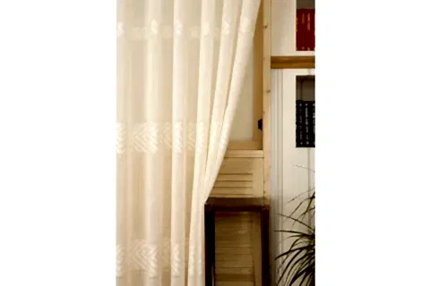 VRC DESEN KETEN SIK PİLE TÜL PERDE, KREM, 100X260