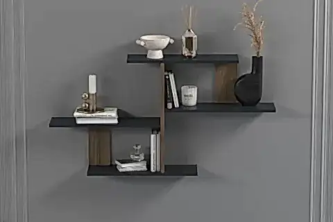 LAGOMOOD SİTİL DUVAR RAFI, ANTRASİT CEVİZ