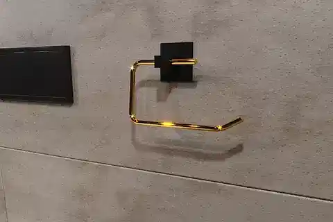 BİNO YAPIŞKANLI TASARIM TUVALET KAĞITLIĞI ASKISI, GOLD, PASLANMAZ ÇELİK