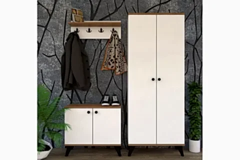 BERNA VESTİYER PORTMANTO TAKIMI, BEYAZ