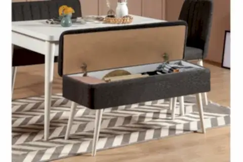 VİNA AÇILIR MUTFAK MASASI TAKIMI, BEYAZ ANTRASİT, 130X80