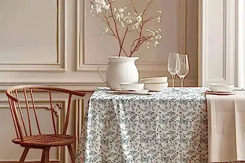 VİNTAGE KELEBEK PAMUK MASA ÖRTÜSÜ, 100X100 CM