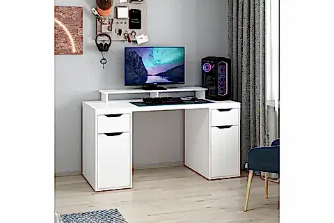 ALEN ÇALIŞMA MASASI, BEYAZ, 2 ÇEKMECELİ, 150 CM