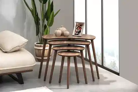 MOON ZİGON SEHPA, DÖRTLÜ, CEVİZ