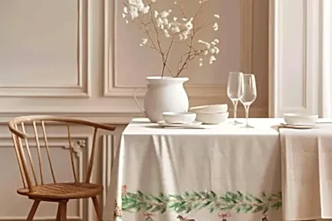 YENİ YIL SOFRASI PAMUK MASA ÖRTÜSÜ, 100X100 CM