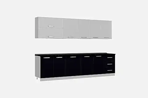 MİNAR ELA 300 CM MUTFAK DOLABI BEYAZ ANTRASİT 300-A1