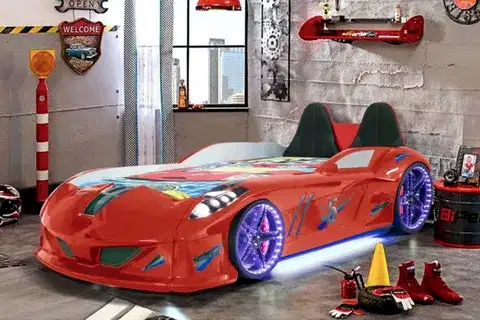 JAGUAR ARABALI YATAK FULLLEDLİ KOLTUKLU, KIRMIZI, 90X190