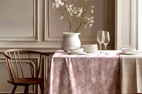 PEMBE BOTANİCA NOSTALJİ PAMUK MASA ÖRTÜSÜ, 100X100 CM