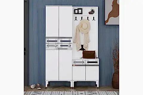 KUZEY PORTMANTO VESTİYER AYAKKABILIK, BEYAZ