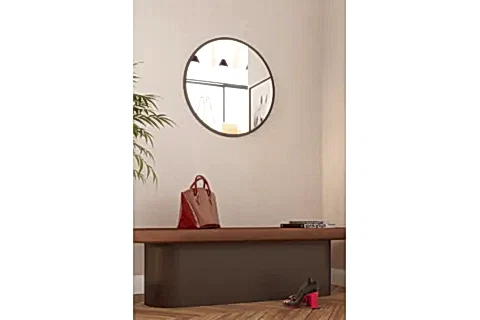 MARSAH HOME METAL ÇERÇEVELİ YUVARLAK AYNA, SİYAH, 70X70