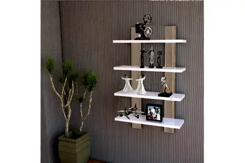 NERGİS DÖRTLÜ DUVAR RAFI, BEYAZ CORDOBA