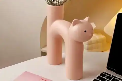 İSKANDİNAV KEDİ VAZO, PEMBE