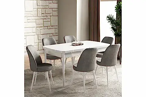 FIRAT AÇILABİLİR MDF BEYAZ MUTFAK MASA TAKIMI