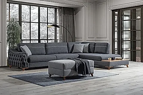 KARYA YATAKLI VE PUFLU KÖŞE KOLTUK, ANTRASİT, SAĞ KÖŞE