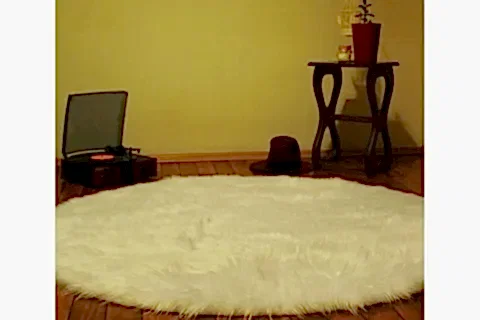 AKRİLİK KUZU POST HALI YUVARLAK KREM 100X100