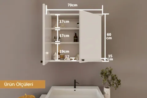 RUDA BANYO DOLABI, BEYAZ, İKİ KAPAKLI