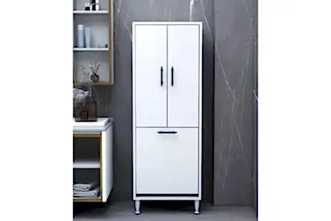 EMİLY KİRLİ ÇAMAŞIR SEPETLİ KAPAKLI BANYO DOLABI, BEYAZ