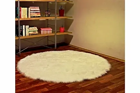 AKRİLİK KUZU POST HALI YUVARLAK KREM 100X100