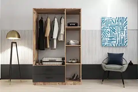 LATRE 3 KAPAKLI GARDIROP, 2 ÇEKMECELİ, AYNALI