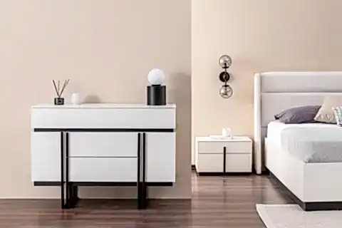 LİNE ŞİFONYER VE AYNASI, BEYAZ