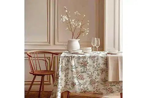 ROMANTİK ÇİÇEKLER PAMUK MASA ÖRTÜSÜ, 100X100 CM