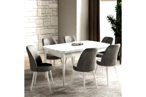 FIRAT AÇILABİLİR MDF BEYAZ MUTFAK MASA TAKIMI