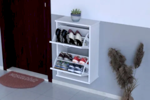 UMAY ASMA 52 CM 2 DÜŞER KAPAKLI AYAKKABILIK, BEYAZ