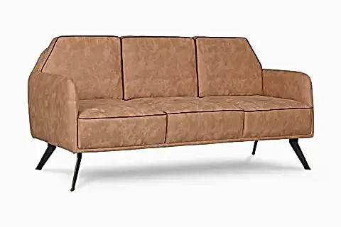 SPE CNC KESİM SİYAH METAL AYAKLI ÜÇLÜ KANEPE, SÜTLÜ KAHVE