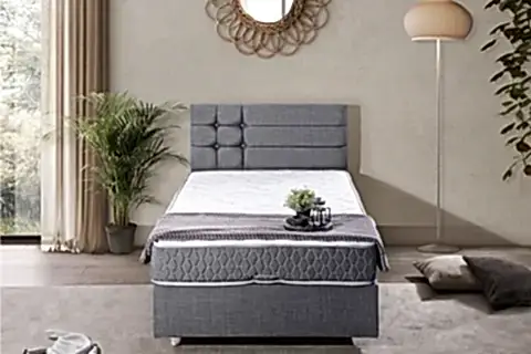 VİYANA BAZA BAŞLIK LETTO YATAK SETİ, GRİ, 90X190