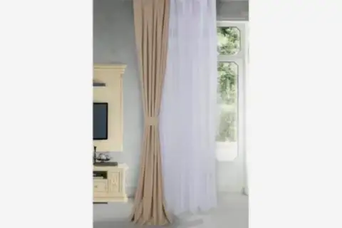 MASSARELLİ FON PERDE BEJ RENGİ PİLESİZ 260 CM 60
