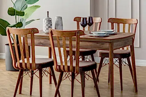 FERGANA MUTFAK MASA TAKIMI, 4 SANDALYELİ, 130X80