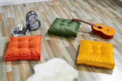 TUBİHOME BİSKÜVİ YER MİNDERİ, SARI YEŞİL TURUNCU