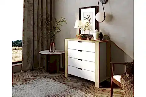 NİSAN ŞİFONYER,  4 ÇEKMECELİ, BEYAZ CEVİZ