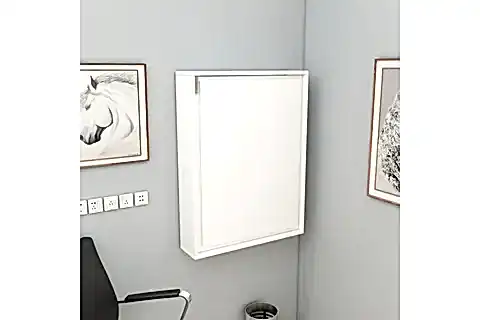 SEDİR RAFLI AÇILIR KAPANIR DUVARA MONTE ÇALIŞMA BİLGİSAYAR MASASI, BEYAZ