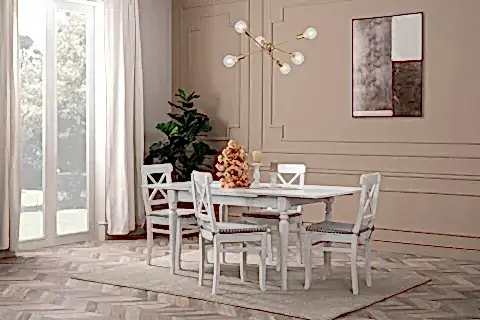 WHİTE ÇİZİLMEZ AÇILIR MASA TAKIMI, GRİ MİNDER, 110X70
