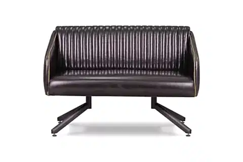 STONE SUNİ DERİ ANTRASİT AYAKLI İKİLİ KANEPE, SİYAH