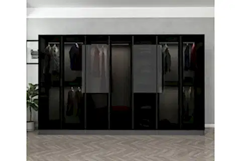 KALE DOLAP, 7 CAM KAPAKLI, ANTRASİT SİYAH, 210 CM