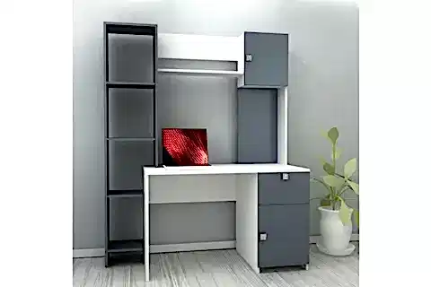 BİCABİN ESTİNA ÇALIŞMA MASASI, BEYAZ GRİ