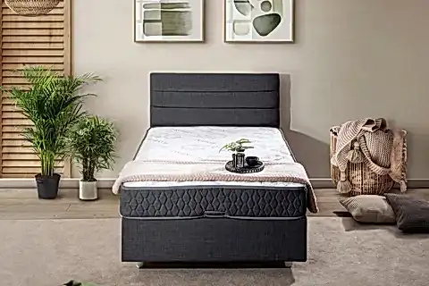 SOFİA BAZA BAŞLIK LETTO YATAK SETİ, ANTRASİT, 90X190