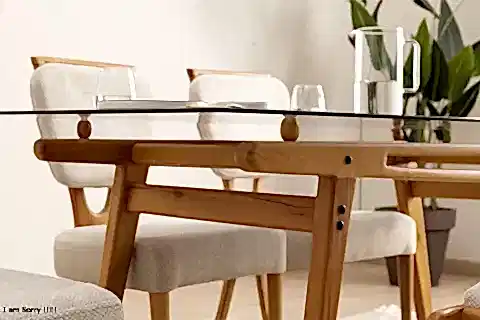 PALACE CAMLI BENCHLİ MASA TAKIMI, KREM, 160X80