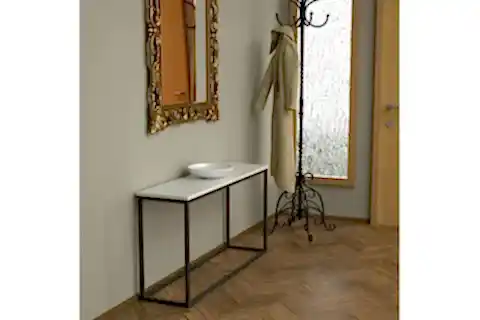 POTRİCA METAL DRESUAR, SİYAH AYAK, BEYAZ LAKE TABLA