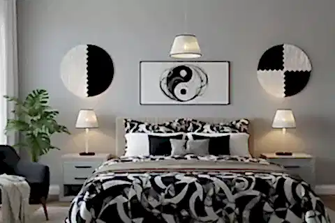 YİN YANG TÜL ABAJUR AVİZE SETİ, BEYAZ BAŞLIKLI