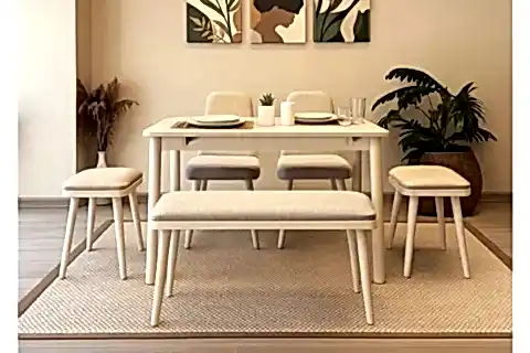 VİNA MİNİ AÇILIR MUTFAK MASA TAKIMI, SEDEF KREM KREM